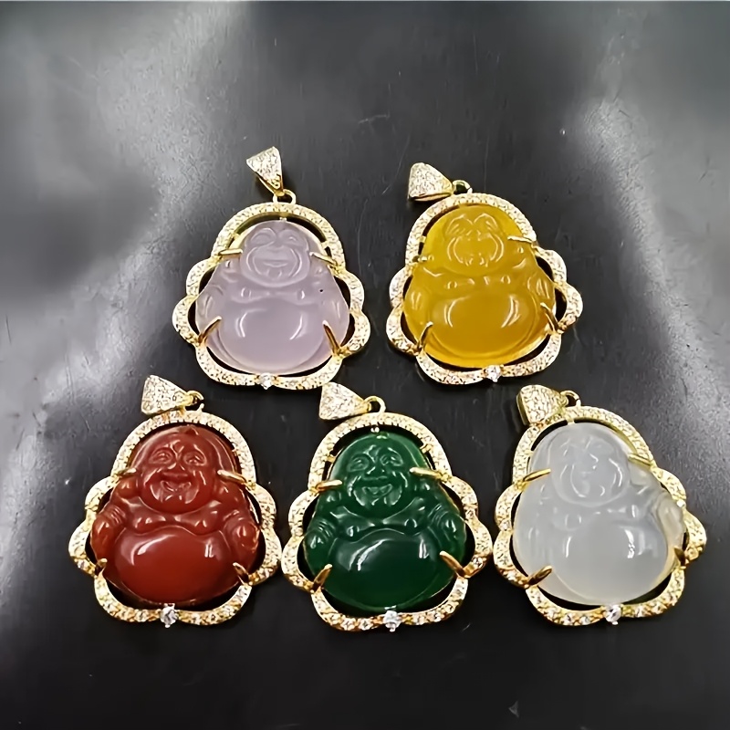Hip-hop Glass Maitreya Pendant Necklace